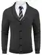 COOFANDY Herren Strick-Jacke Strickjacke Grobstrick Pullover Schwarz Feinstrick Mit V-Ausschnitt Und Knopfleiste Schalkragen