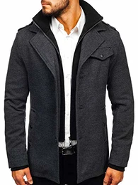 Herren Mantel Trenchcoat Revers Rückenschlitz Täglicher Stil ENOS 832 Dunkelgrau M [4D4]