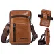 hengwin Herren Schultertaschen Leder, Umhängetasche Kleine Handytasche Männer Gürteltasche Vertikale Holster Hüfttasche mit Karabinerclip und Gürtelschlaufe für Handy (Braun)