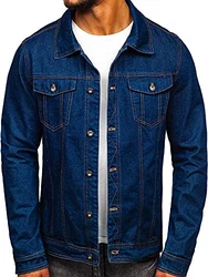 BOLF Herren Jeansjacke Übergangsjacke [4D4] Dunkelblau (4D4)