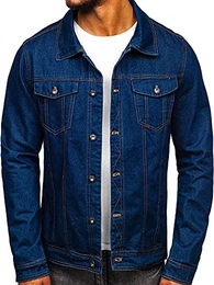Herren Übergangsjacke Jeansjacke Freizeitjacke Trucker Jacket Denim Vintage Classic 1110 Dunkelblau M [4D4]