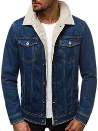 Herren Jeansjacke Jacke Jeans Übergangsjacke Herbstjacke Vintage Herrenjacke Herbst Übergangs Denim Bikerjacke Jacket Denim Winter Knopfverschluss JB/JP1109 BLAU M
