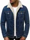 OZONEE Herren Jeansjacke Jacke Jeans Übergangsjacke Herbstjacke Vintage Herrenjacke Herbst Übergangs Denim Bikerjacke Jacket Denim Winter Knopfverschluss JB/JP1109 BLAU M