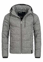 Indicode Herren Circus Steppjacke in Daunenjacken-Optik mit Kapuze warme strapazierfähige Winterjacke gefütterte robuste Übergangsjacke mellierte Jacke für Männer Dk Grey M