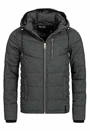 Indicode Herren Circus Steppjacke in Daunenjacken-Optik mit Kapuze warme strapazierfähige Winterjacke gefütterte robuste Übergangsjacke mellierte Jacke für Männer Black M