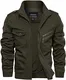 TACVASEN Fliegerjacke Herren Frühlingsjacke Übergangsjacke Pilotenjacke Herren Baumwoll US Feldjacke Bomber Jacke Outdoor Jagdjacke Winddicht Motorradjacke mit Tasche Armee Grün Army Green