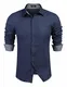 COOFANDY Herren Hemd Leinen Slim fit Bügelleicht Freizeit Langarm Hemden für Männer Navy M