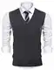 iClosam Herren Pullunder V-Ausschnitt Comfort Fit Baumwoll Strickweste Mit Knopfleiste, Dunkelgrau, M
