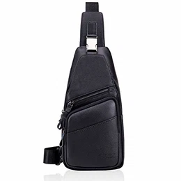 Herren Schultertaschen Freizeit Fashion Echtleder Crossbody Tasche Schwarz