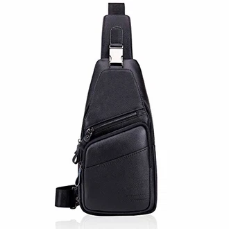 MANNUOSI Herren Schultertaschen Crossbody Tasche Schwarz