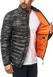 Indicode Herren Islington Steppjacke mit Stehkragen Dired Camouflage
