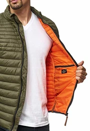 Indicode Herren Islington Steppjacke in Daunenjacken-Optik mit Stehkragen gefütterte sportliche Übergangsjacke Moderne leichte Winterjacke modische Jacke für Männer Army M