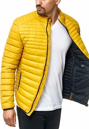 Indicode Herren Islington Steppjacke in Daunenjacken-Optik mit Stehkragen gefütterte sportliche Übergangsjacke Moderne leichte Winterjacke modische Jacke für Männer Golden Yellow M