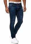Code47 Herren Jeans Hose Regular Skinny Fit Basic Stretch Deep Blue