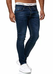 Designer Herren Jeans Hose Regular Skinny Fit Jeanshose Basic Stretch 607 Deep Blue Used 32/32