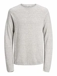 JACK & JONES JJEHILL Knit Crew Neck Pullover Light Grey Melange