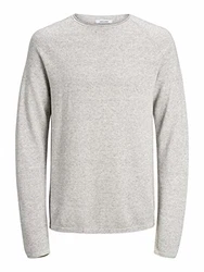 JACK & JONES JJEHILL Knit Crew Neck Pullover Light Grey Melange