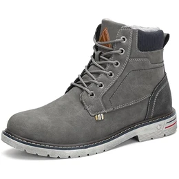 Winterschuhe Herren Schneestiefel Wasserdicht Boots Winter Outdoor Wandern Stiefel Männer Flache Arbeitsstiefel Grau Gr.42