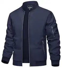 Herren Bomberjacke Fliegerjacke College Pilotenjacke Baseball Übergangsjacke Sportjacke Bomber Jacke mit Reißverschluss (M, Marineblau)