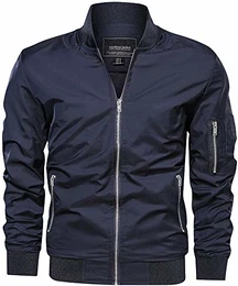 Bomberjacke Herren Blau Fliegerjacke Männer College Pilotenjacke Baseball Blouson Army Übergangsjacke leichte Sportjacke Bomber Jacke mit Reißverschluss Tasche Navy