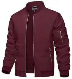 Herren Windbreaker College Jacke Bomberjacke Übergangsjacke Fliegerjacke Sommer Pilotenjacke Bomber Blouson Frühling (M, Weinrot)