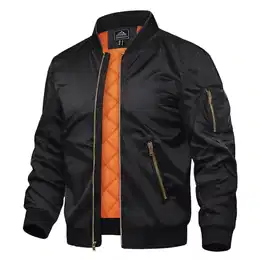 Herren Bomber Blouson Herbstjacke Warme Jacke Sportjacke Freizeit Outdoor Casual Laufjacke Freizeit Full Zip (M, Schwarz)