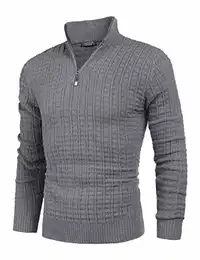 Feinstrick Pullover Herren Mit Stehkragen Und Reißverschluss aus Baumwollmischung Grobstrick Pullover Mit Stehkragen Und Reißverschluss