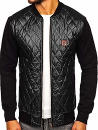 Herren Übergangsjacke Bomberjacke Jacke Stehkragen Steppmuster Casual Style Comeor 2569-2 Schwarz M [4D4]