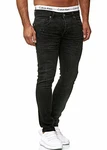 Code47 Herren Jeans Hose Regular Skinny Fit Basic Stretch Schwarz