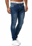 Code47 Herren Jeans Hose Regular Skinny Fit Basic Stretch Blau