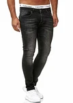 Code47 Herren Jeans Hose Regular Skinny Fit Basic Stretch Dirty Black (604)