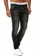 Code47 Designer Herren Jeans Hose Regular Skinny Fit Jeanshose Basic Stretch 604 Dirty Black Used 32/32