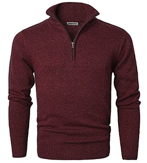 MOCOTONO Herren Pullover Reißverschluss Stehkragen Zip Neck Langarm Sweatshirt Rot MOCOTONO Herren Pullover Reißverschluss Stehkragen Zip Neck Langarm Sweatshirt Rot