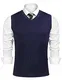 Sykooria Pullunder für Herren Weste Männer Strickweste ärmellos Regular fit V-Ausschnitt Solid Blau, M