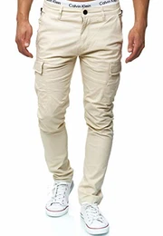 Indicode Herren Mathews Cargohose aus Baumwolle mit 8 Taschen Lange Regular Fit Cargo Hose Baumwollhose Freizeithose Wanderhose Trekkinghose Men Pants Outdoorhose für Männer Fog M