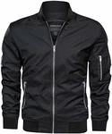 TACVASEN Herren Bomberjacke College Fliegerjacke Pilotenjacke Übergangsjacke Schwarz