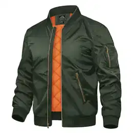 Herren Winddicht Bomberjacke Sportjacke Sweat Blouson Freizeitjacken Übergangsjacke mit Reißverschluss (M, Armeegrün)