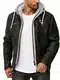 Redbridge Herren Kunst- Lederjacke Kunstleder Bikerjacke mit Sweat- Kapuze 2in1 (M, Schwarz - Grau - Kunstleder)