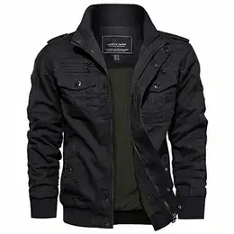 Herren Arbeitsjacke Workwear Übergangsjacke Cargo Jacke mit Vielen Taschen Schwarz, M