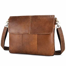Echtes Leder Klein Umhängetasche Herren Clutch Tasche Reisen Schultertasche Henkeltasche Männer Messenger Bag - Braun