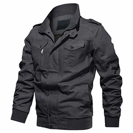 Fliegerjacke Herren Übergangsjacke Leichte Bomberjacke Military Feldjacke Baumwolle Herbstjacke Männer Arbeitsjacke Frühling Sommerjacke Sweatjacke Taschen Windbreaker Grau