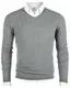 MOCOTONO Herren Pullover V-Ausschnitt Langarmshirt Männer Strickpullover Grau M