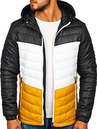 Herren Übergangsjacke Steppjacke Daunenjacke Sportjacke Freizeitjacke Kapuze Reißverschluss Street Style Sport Style Nature 5845 Schwarz M [4D4]