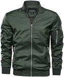 TACVASEN Herren Bomberjacke College Fliegerjacke Pilotenjacke Übergangsjacke Grün
