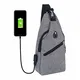 flintronic Brusttasche mit USB-Aufladung, Brusttasche Sling mit Verstellbarem, Rucksack Schultertasche für Männer (einschließlich 1 * USB-Kabel) - Grau