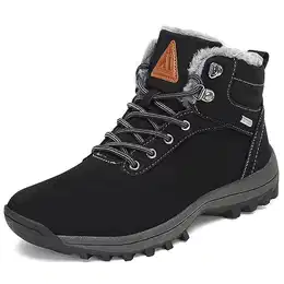 Winterstiefel Herren Damen Gefüttert Winterschuhe Wasserdicht Warme Wanderschuhe Winter Trekkingschuhe rutschfest Outdoor Winter Boots Schneestiefel Schwarz 43 EU