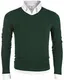 MOCOTONO Herren Pullover V-Ausschnitt Langarmshirt Männer Strickpullover Dunkelgrün M