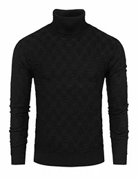 Pullover Herren Rollkragen Slim Fit Langarm Wollkragen Pullover Weiche, Warme Und Bequeme (42-Schwarz, Medium)