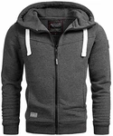 A. Salvarini Herren Pullover Langarm Sweatshirt Kapuzen Hoodie Biker AS123 (AS-123) Dunkelgrau (AS-123)