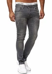 Code47 Herren Jeans Hose Regular Skinny Fit Basic Stretch Stahlgrau